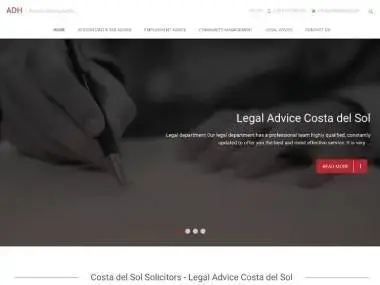 Website screenshot of ADH Asesoria - English Speaking Lawyer Costa del Sol