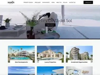 Website screenshot of Domus Venari - Costa del Sol Estate Agency